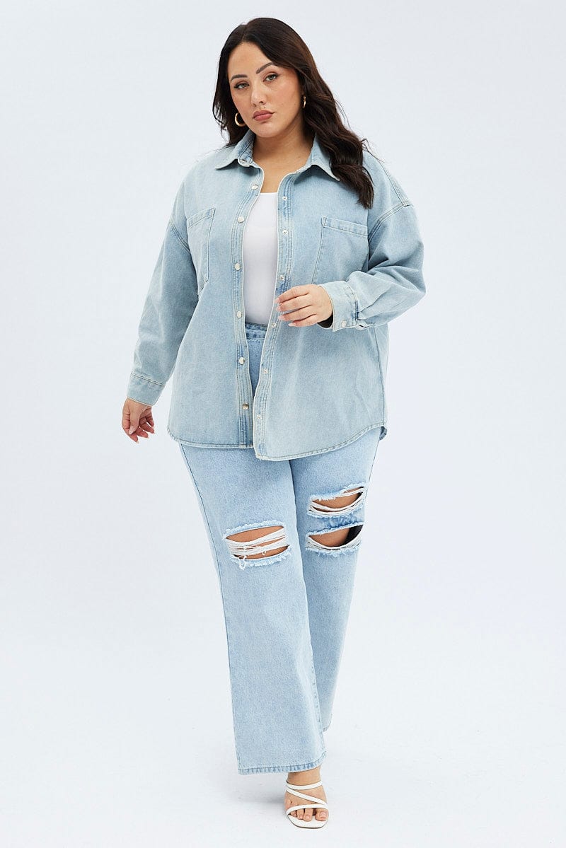 Denim Denim Shirt Long Sleeve Relaxed Fit for YouandAll Fashion