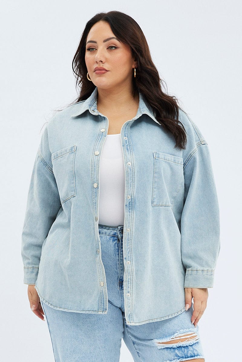 Denim Denim Shirt Long Sleeve Relaxed Fit for YouandAll Fashion