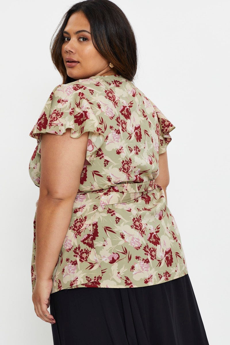 Floral Prt Wrap Top Half Sleeve For Women By You And All