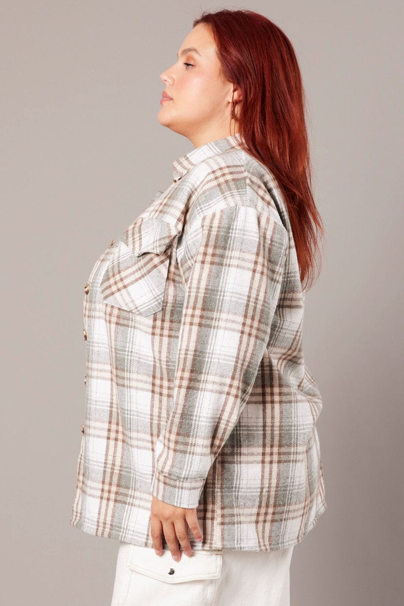 Green Check Relaxed Shirt Long Sleeve for YouandAll Fashion