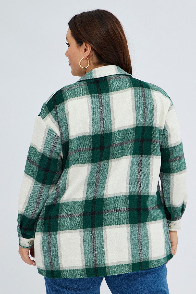 Green Check Relaxed Shirt Long Sleeve for YouandAll Fashion