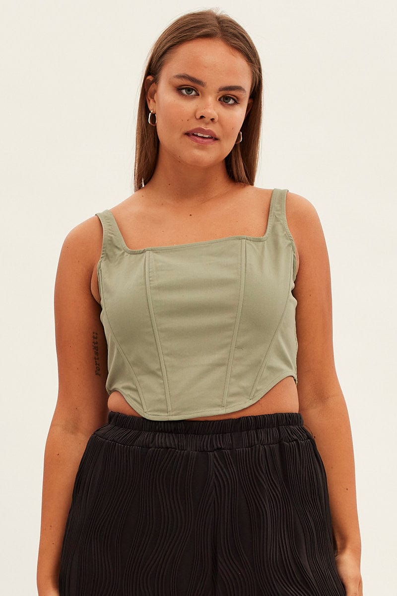 Green Crop Top Sleeveless Corset for YouandAll Fashion