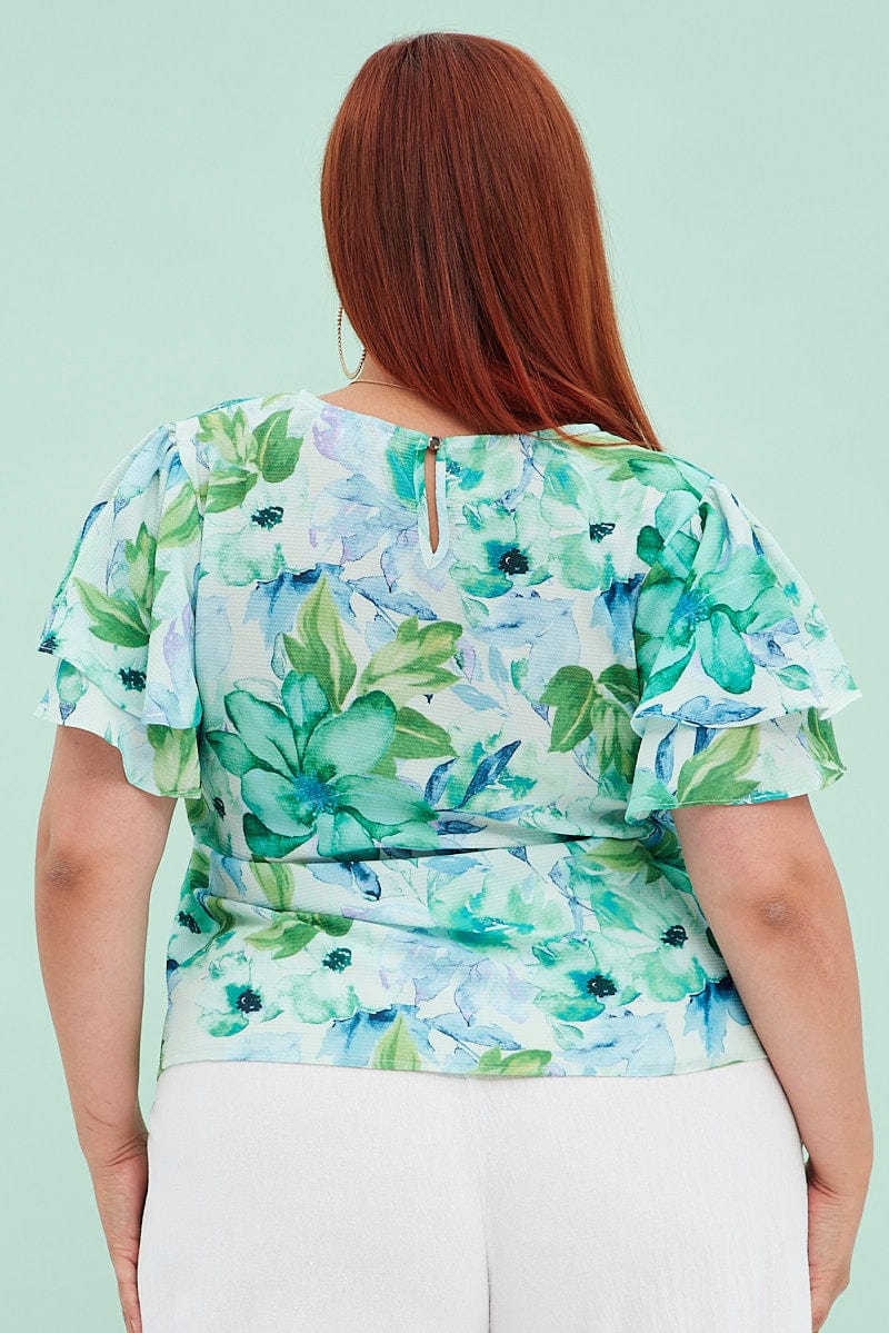 Floral Workwear Top Short Sleeve for YouandAll Fashion