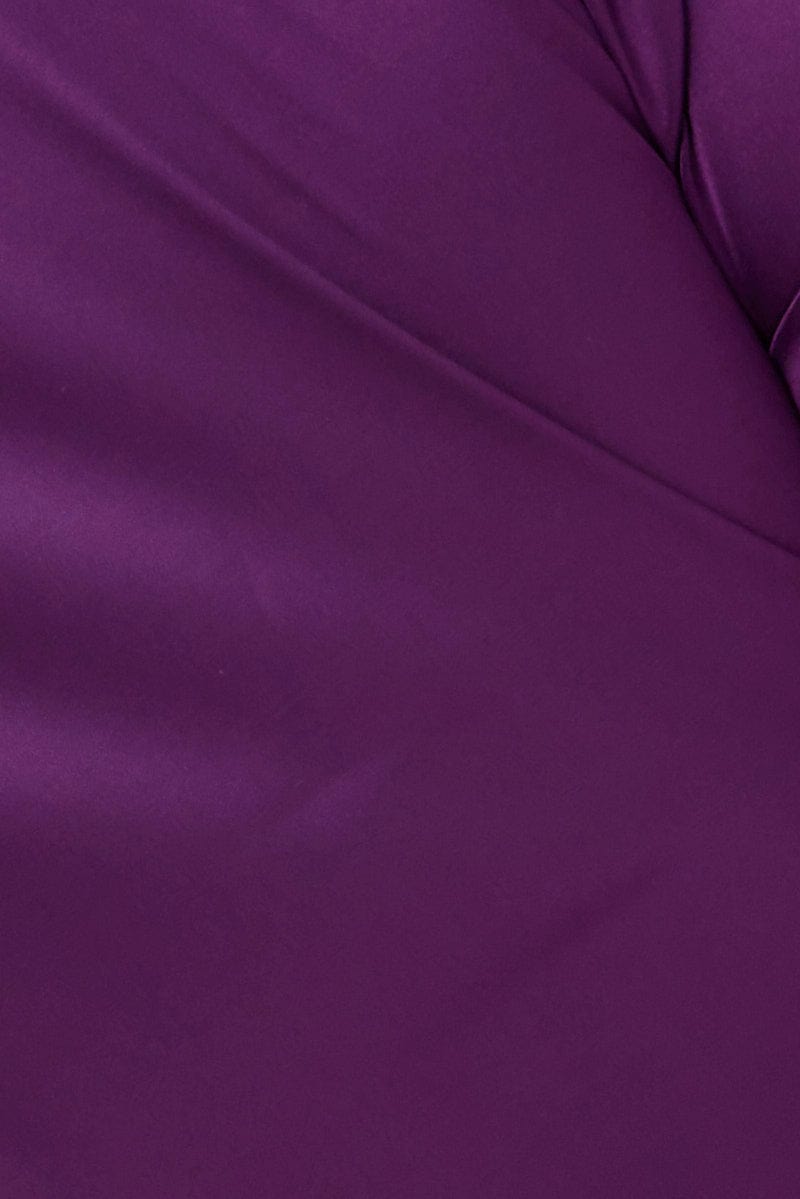 Purple Crop Top Long Sleeve Tie Front Satin for YouandAll Fashion