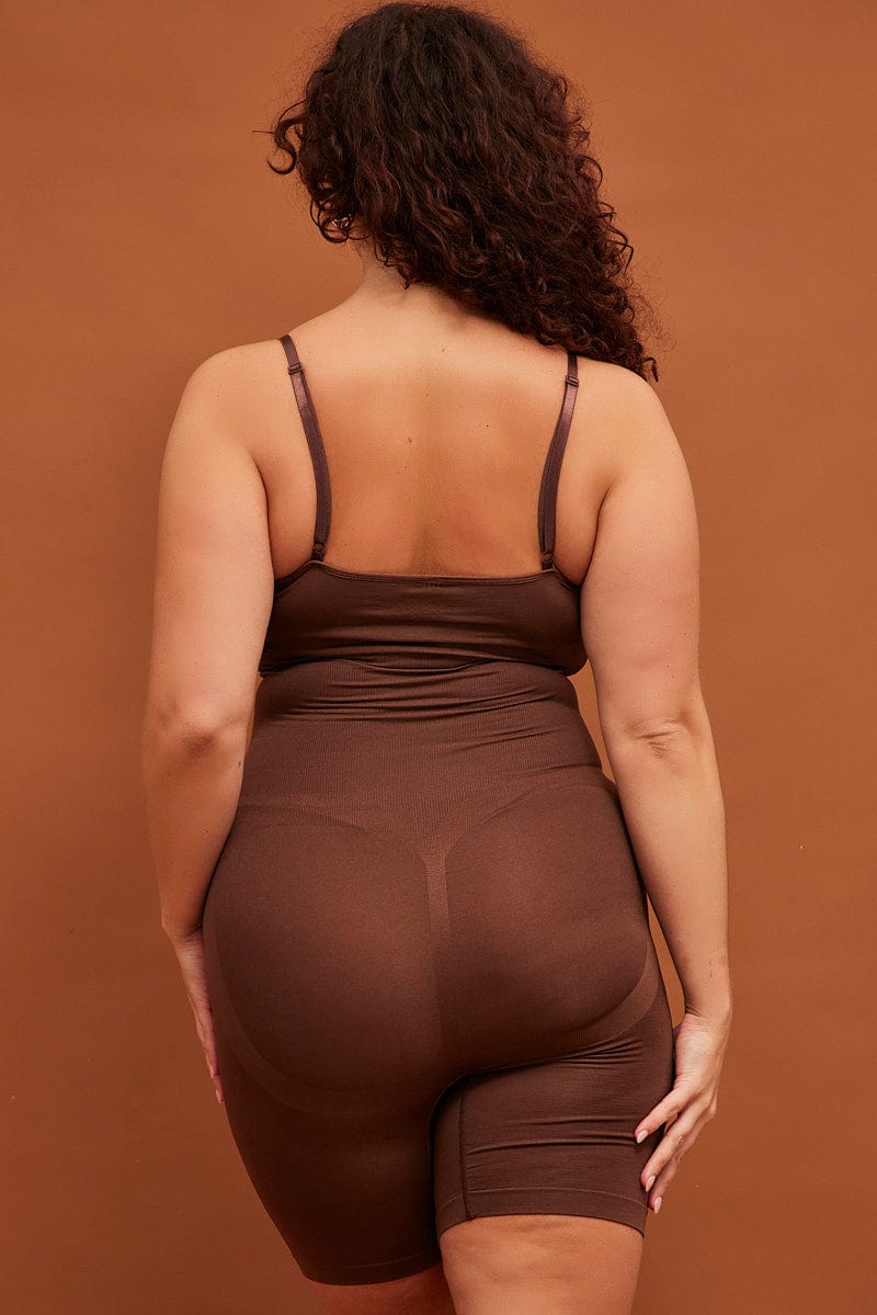 Brown Seamless Sculpting Bodysuit for YouandAll Fashion
