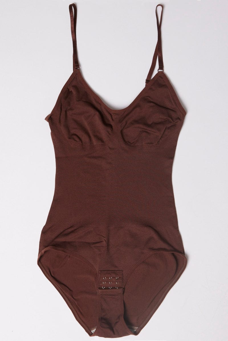 Brown Seamless Sculpting Bodysuit for YouandAll Fashion