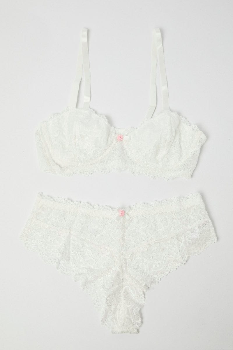 White Lace Lingerie Set for YouandAll Fashion