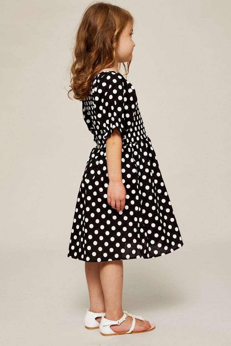 Polka Dot Skater Dress Kids Puff Sleeve For Women By You And All